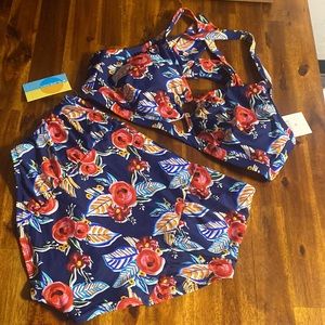 Island Rays High waisted swim suit set size- 1x NWT